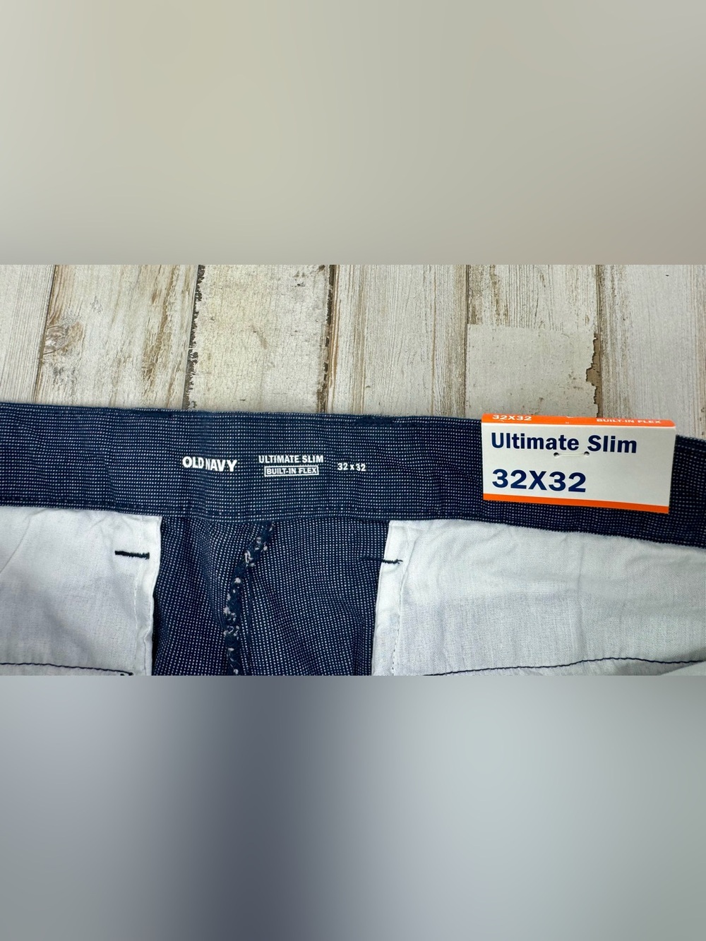 Old Navy Ultimate Slim Built-In Flex Chino Pants Mens 34x32 Blue Stretch Casual - Picture 4 of 11